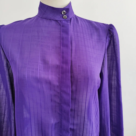 Vintage Evan Picone Blouse Top / Rich Purple / Size 8 - Picture 2 of 6
